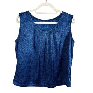 Abstract Blue Patterned Women's Blouse Size L Minimalist Lightweight Office